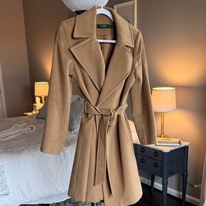 Lauren Ralph Lauren Camel Belted Overcoat